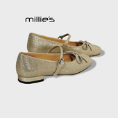 蝴蝶结水钻百搭粗跟鞋 MILLIE 女2026春季 新款 妙丽软底玛丽珍鞋