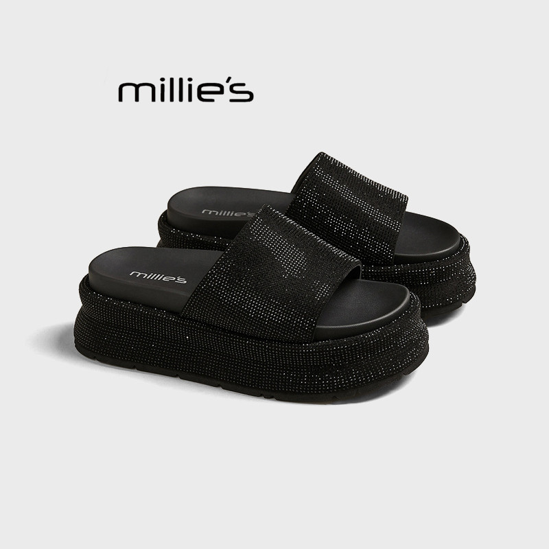 MILLIE'S/妙丽碎钻度假风凉拖鞋