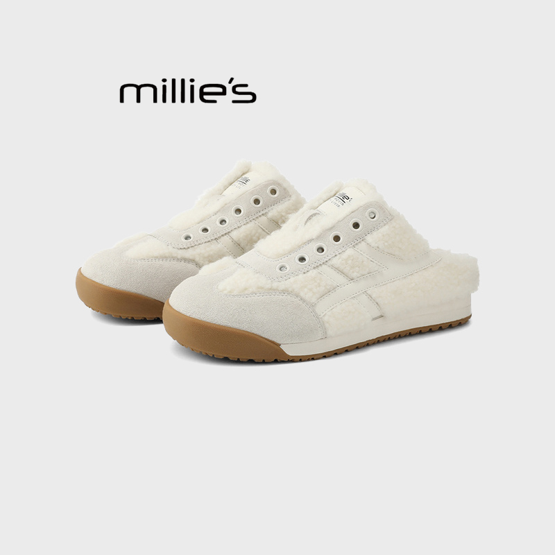 MILLIE'S/妙丽加绒厚底包头拖