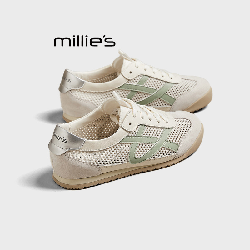 MILLIE'S/妙丽网面德训鞋女2026夏季款超火厚底休闲阿甘鞋雨鞋
