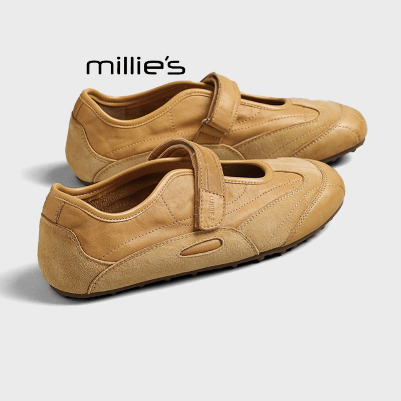 MILLIE'S/妙丽魔术贴浅口玛丽珍鞋女2026夏款圆头运动平底德训鞋Z