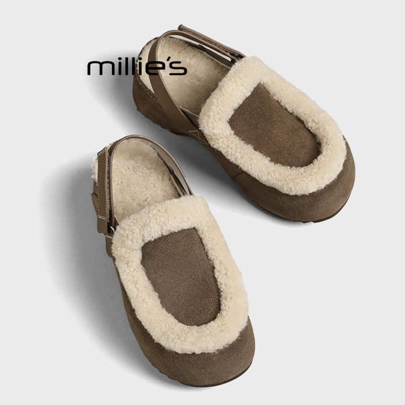 MILLIE'S/妙丽半包拖鞋毛毛鞋