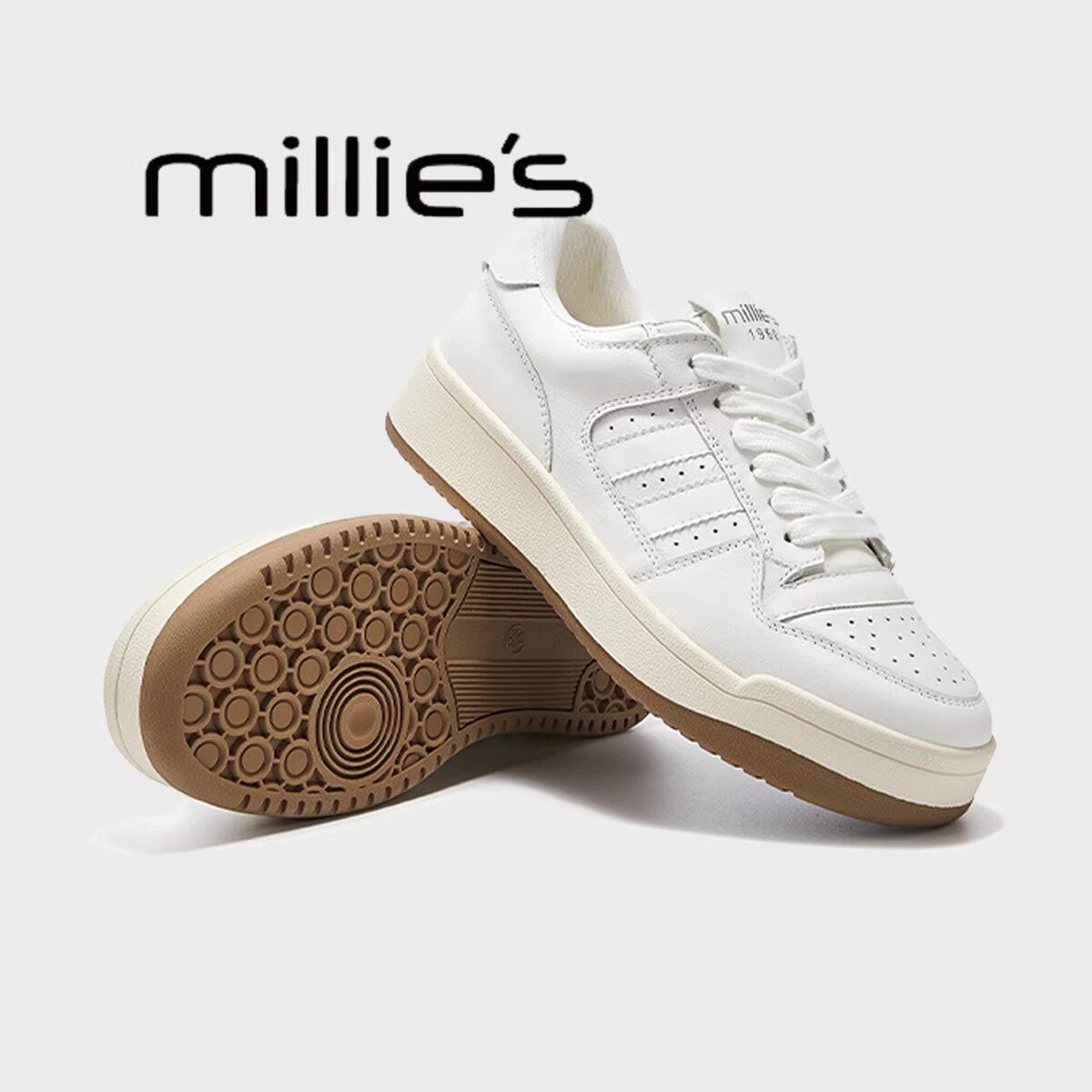 MILLIE'S/妙丽2026春季新款厚底增高老爹鞋女白色百搭休闲运动鞋Z