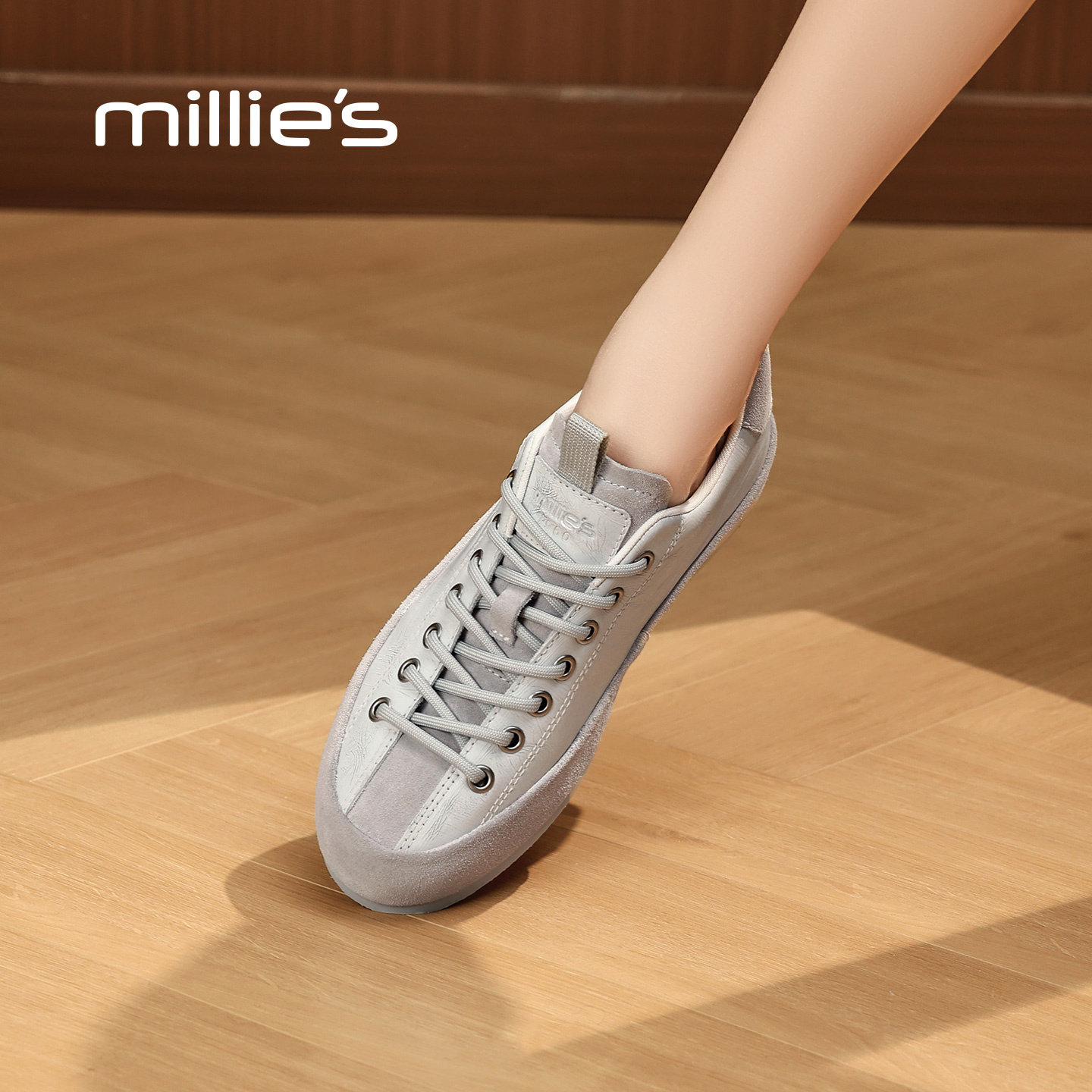 MILLIE'S/妙丽复古德训鞋女2026新款百搭系带平底休闲运动鞋Q,女鞋,老爹鞋,淘宝优惠券,粉丝福利购,淘宝优惠卷