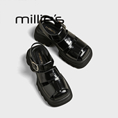 妙丽真皮罗马包头凉鞋 镂空编织猪笼鞋 MILLIE 厚底休闲沙滩凉鞋