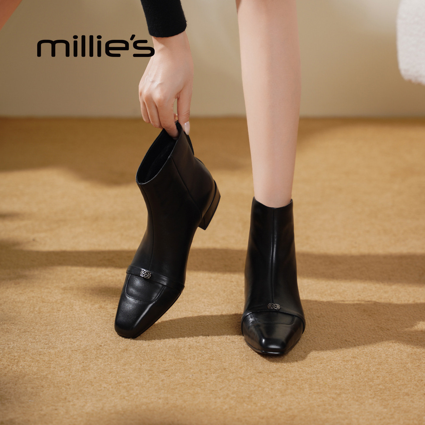 MILLIE'S/妙丽真皮厚底休闲鞋