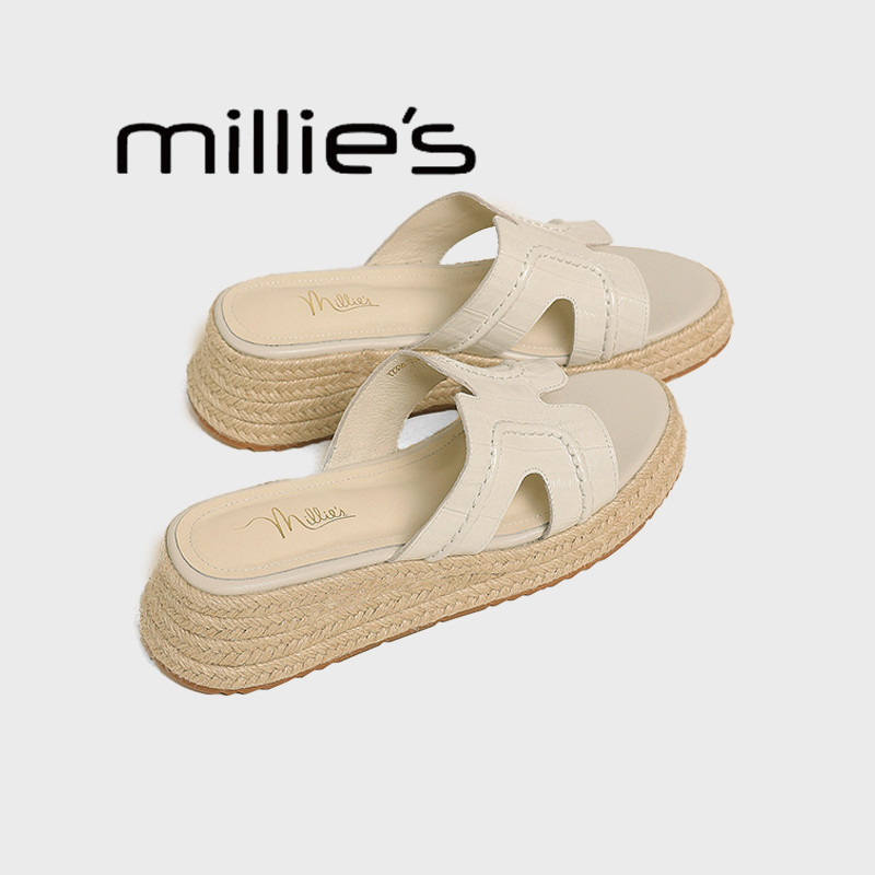 MILLIE'S/妙丽露趾一字拖鞋