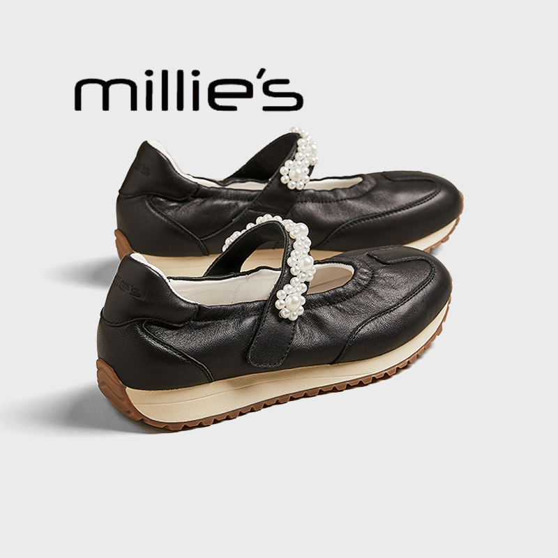 MILLIE'S/妙丽圆头平底一脚蹬