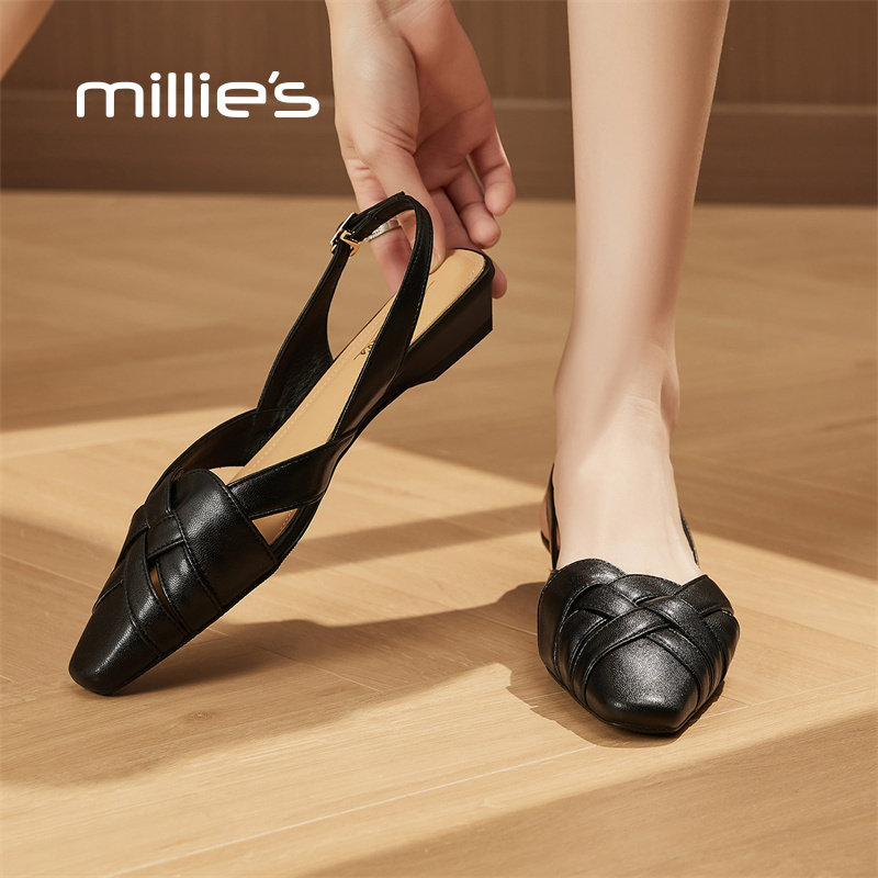 MILLIE'S/妙丽法式编织包头凉鞋