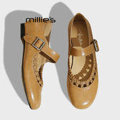 妙丽复古风铆钉玛丽珍鞋 春季 MILLIE 一字带扣真皮百搭平底单鞋