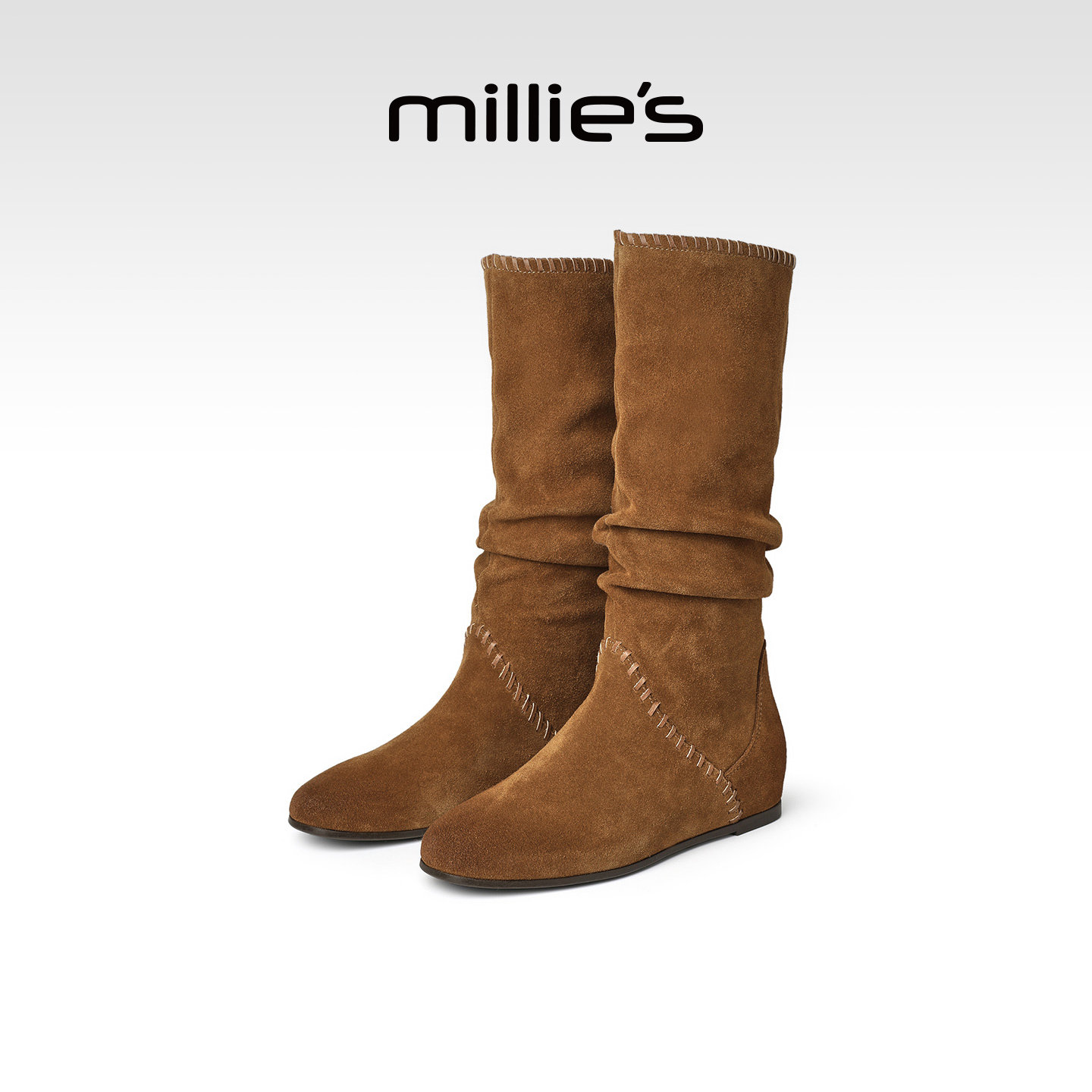 MILLIE'S/妙丽真皮复古风单鞋女