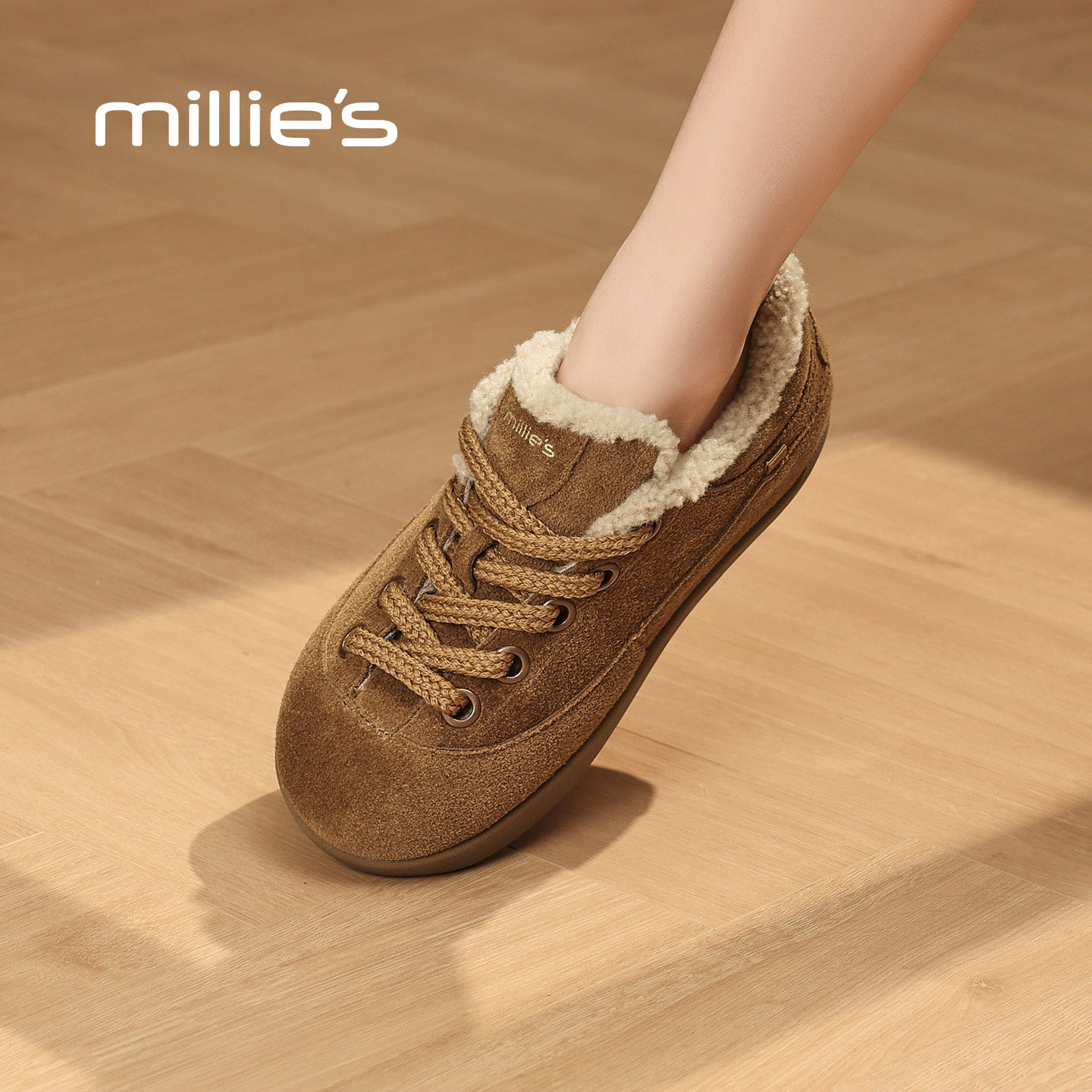 MILLIE'S/妙丽真皮复古板鞋女