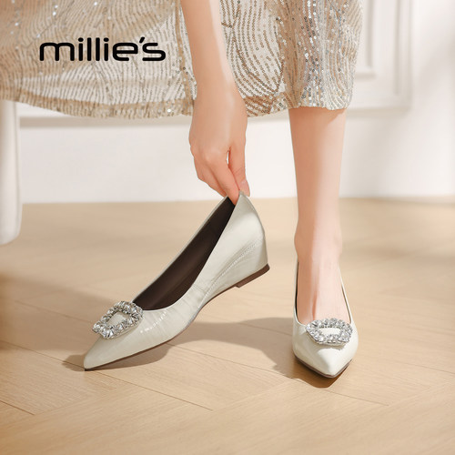 MILLIE'S/妙丽绝美水钻方扣单鞋