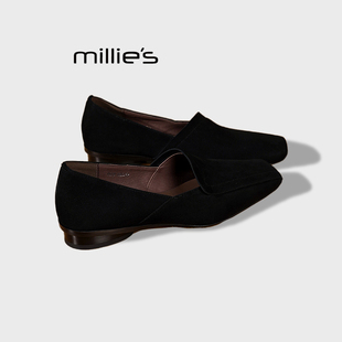 款 妙丽秋季 平底单鞋 方头休闲一脚蹬懒人乐福鞋 女Z MILLIE 小皮鞋