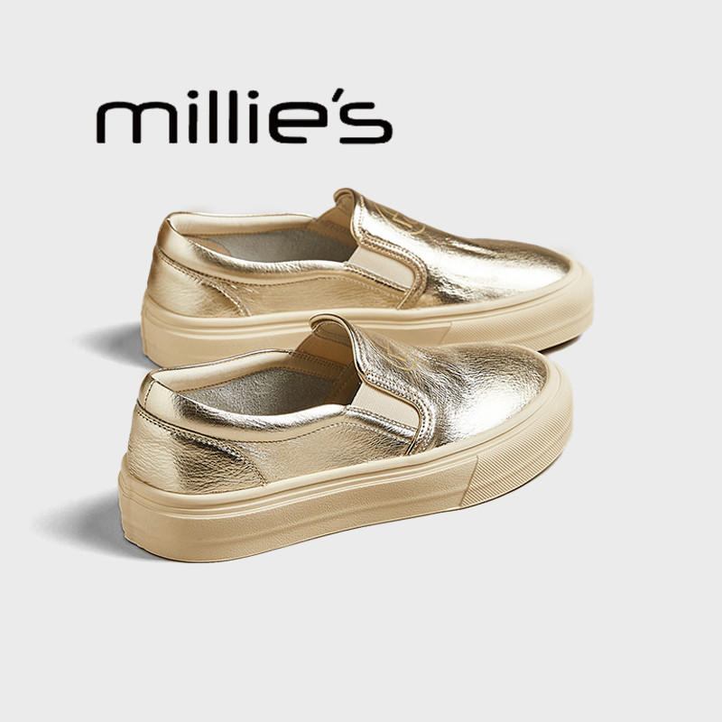 MILLIE'S/妙丽真皮一脚蹬乐福鞋