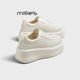 厚底松糕增高镂空小白鞋 MILLIE 女透气2026夏季 薄款 妙丽板鞋