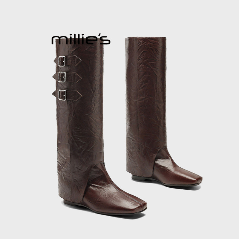 MILLIE'S/妙丽内增高套筒裤管靴长靴秋冬两穿方头马丁靴女骑士靴Z,女鞋,时装靴,淘宝优惠券,粉丝福利购,淘宝优惠卷