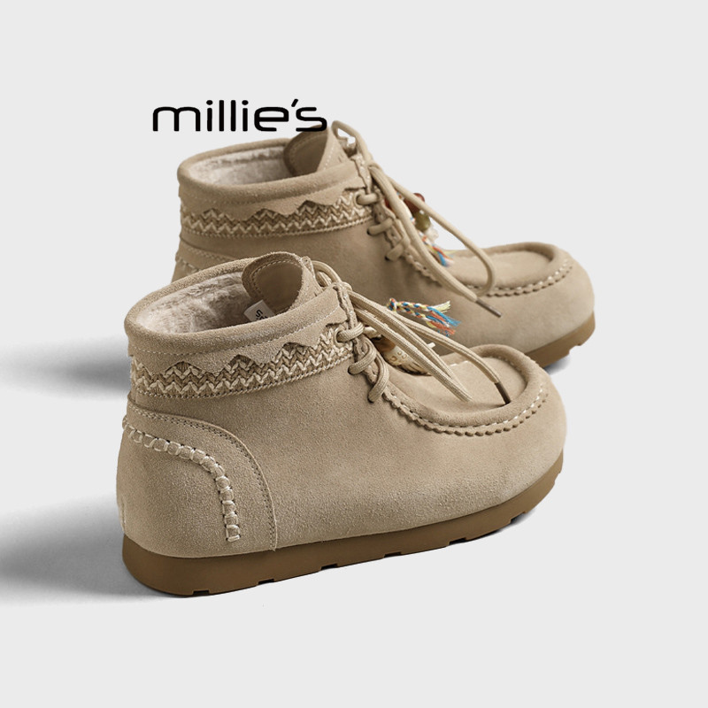 MILLIE'S/妙丽2025年秋季新款复古百搭软底休闲袋鼠鞋平底乐福鞋Z,女鞋,时装靴,淘宝优惠券,粉丝福利购,淘宝优惠卷