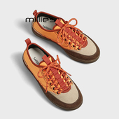 妙丽橙色拼色德训鞋 女2026新品 MILLIE 系带百搭休闲运动鞋 舒适Z