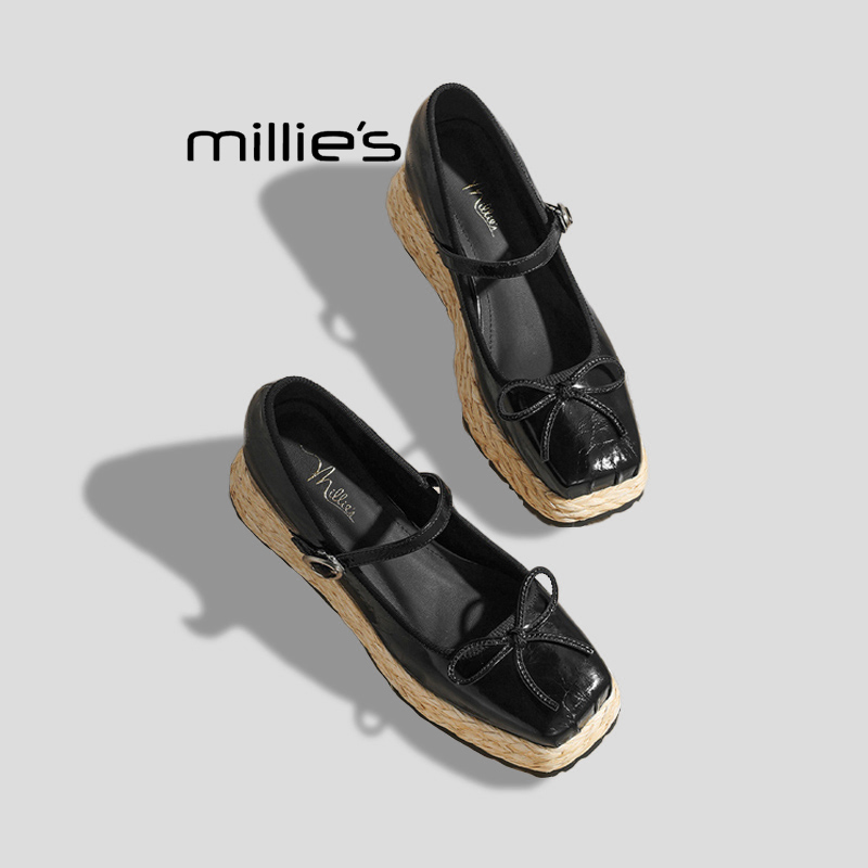 MILLIE'S/妙丽蝴蝶结厚底玛丽珍