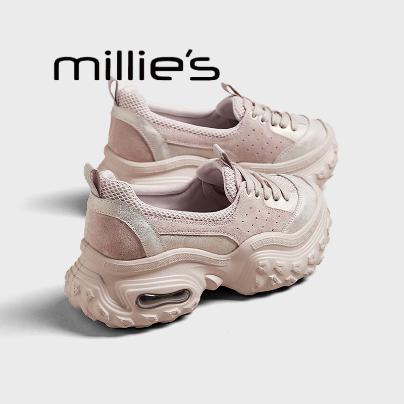 MILLIE'S/妙丽真皮厚底老爹鞋