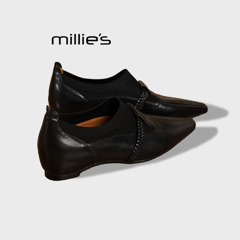 MILLIE'S/妙丽真皮乐福鞋女