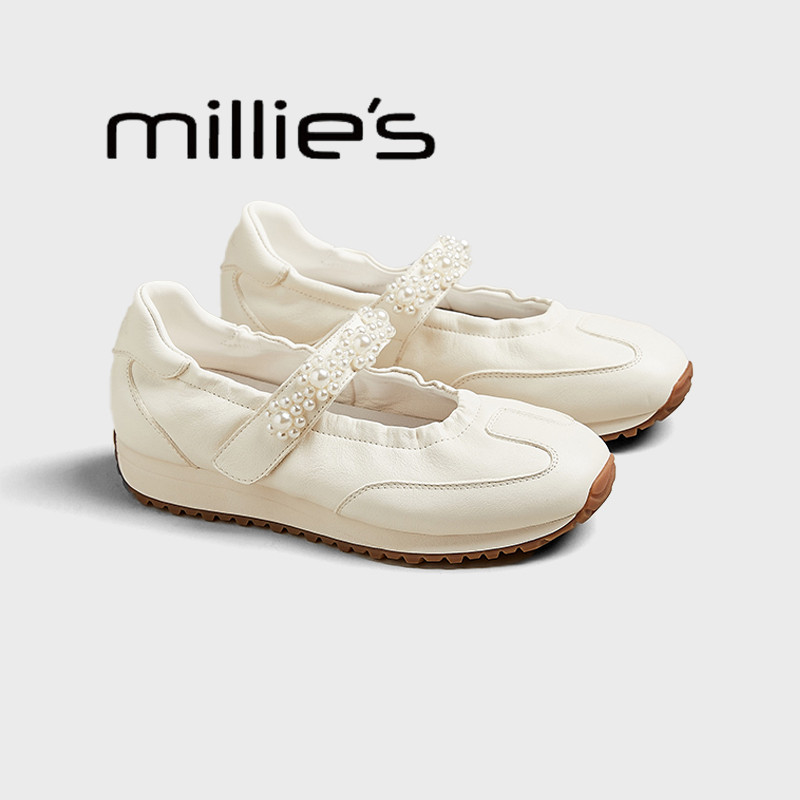 MILLIE'S/妙丽运动风玛丽珍女鞋2026夏季魔术贴珍珠厚底芭蕾单鞋,女鞋,雨鞋,淘宝优惠券,粉丝福利购,淘宝优惠卷