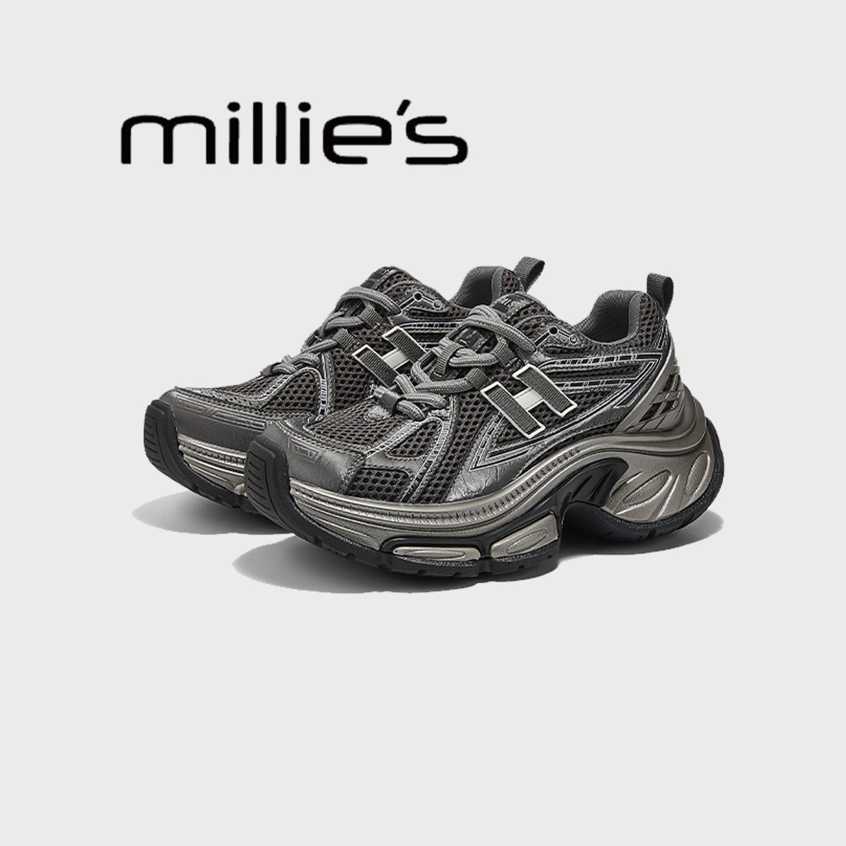 MILLIE'S/妙丽圆头厚底轻奢时髦水钻装饰亮晶晶时尚老爹鞋女春秋,女鞋,老爹鞋,淘宝优惠券,粉丝福利购,淘宝优惠卷