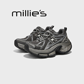 妙丽圆头厚底轻奢时髦水钻装 饰亮晶晶时尚 MILLIE 老爹鞋 女春秋