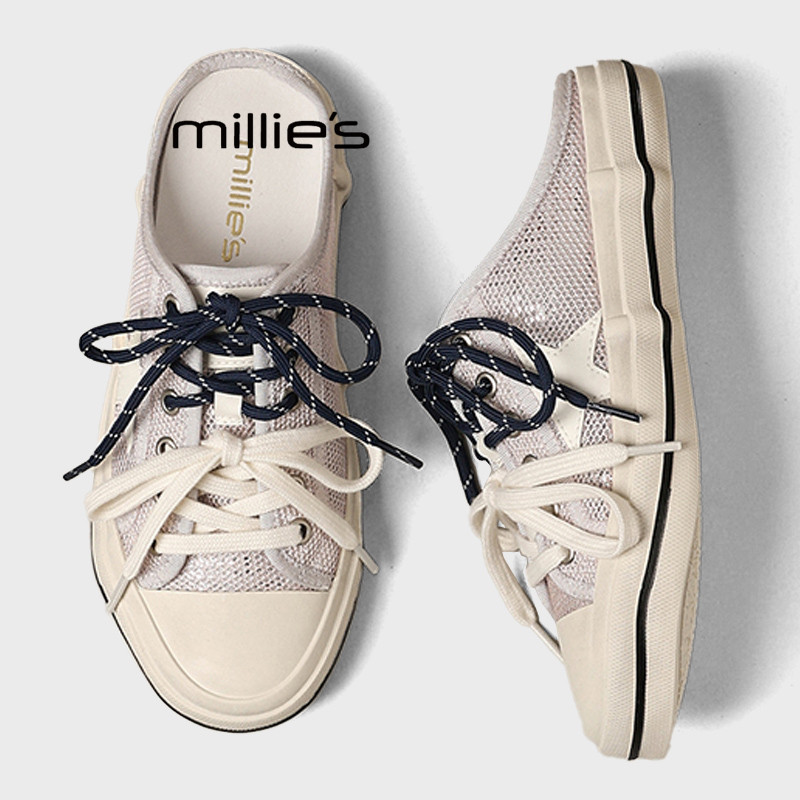 MILLIE'S/妙丽双系带包头凉鞋女2026夏季新款百搭休闲一脚蹬绝美Z