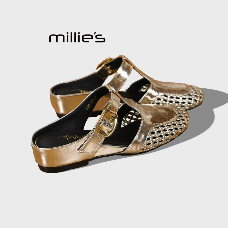 MILLIE'S/妙丽方头平底拖鞋雨鞋