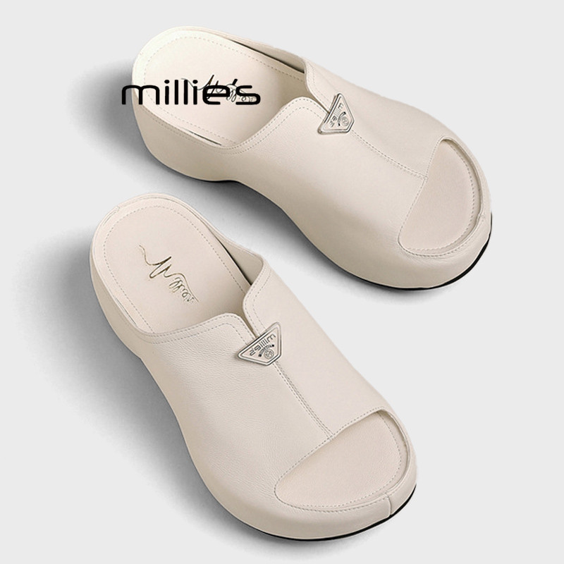 MILLIE'S/妙丽增高厚底绝美一字拖鞋2026夏季款简约休闲沙滩凉鞋Z