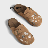 一脚蹬懒人鞋 妙丽勃肯半拖鞋 MILLIE 女2026春季 新款 包头凉拖鞋