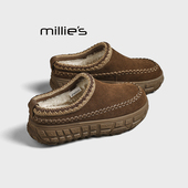MILLIE 加绒厚底休闲百搭一脚蹬增高懒人鞋 妙丽雪地靴女秋冬款
