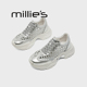 牛皮透气休闲运动老爹鞋 MILLIE 女款 妙丽真皮厚底银色镂空凉鞋