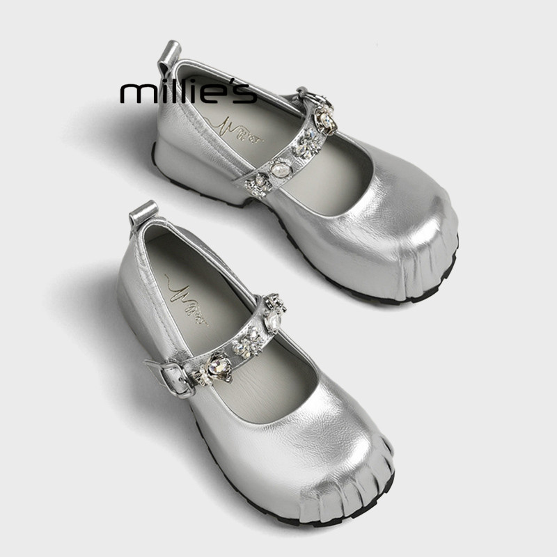 MILLIE'S/妙丽花朵金属玛丽珍鞋女2026春季款小众厚底高跟单鞋潮,女鞋,浅口单鞋,淘宝优惠券,粉丝福利购,淘宝优惠卷