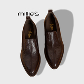 真皮英伦深口皮鞋 MILLIE 复古尖头粗跟高跟单鞋 女秋季 妙丽法式