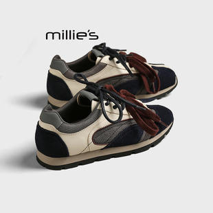 女2025秋季 妙丽复古拼色德训鞋 新款 厚底休闲阿甘鞋 MILLIE 板鞋