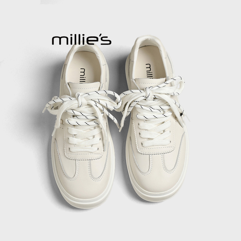 MILLIE'S/妙丽真皮小白鞋女