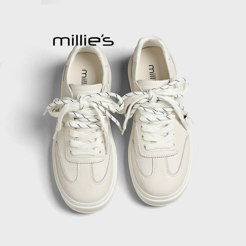 MILLIE'S/妙丽真皮小白鞋女