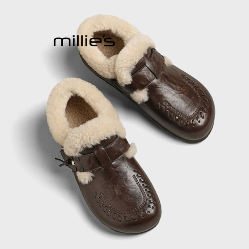 MILLIE'S/妙丽复古加绒毛毛鞋