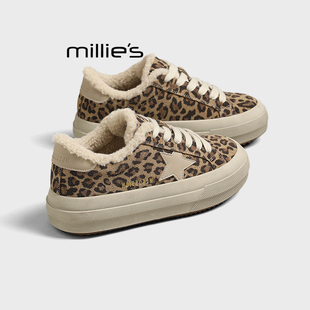 新款 妙丽冬季 厚底加绒星星款 百搭时尚 MILLIE 休闲超火增高板鞋