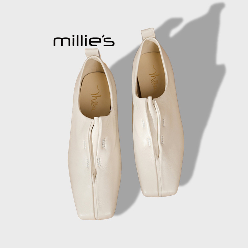 MILLIE'S/妙丽单鞋女真皮平底软皮小皮鞋懒人一脚蹬百搭乐福鞋秋,女鞋,乐福鞋（豆豆鞋）,淘宝优惠券,粉丝福利购,淘宝优惠卷
