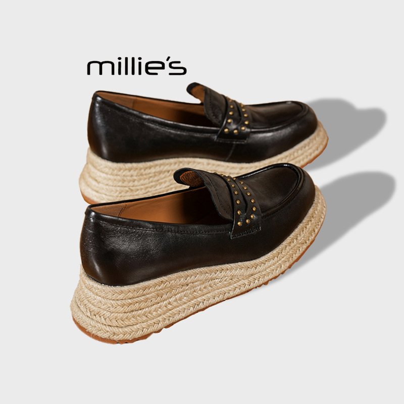 MILLIE'S/妙丽真皮乐福鞋