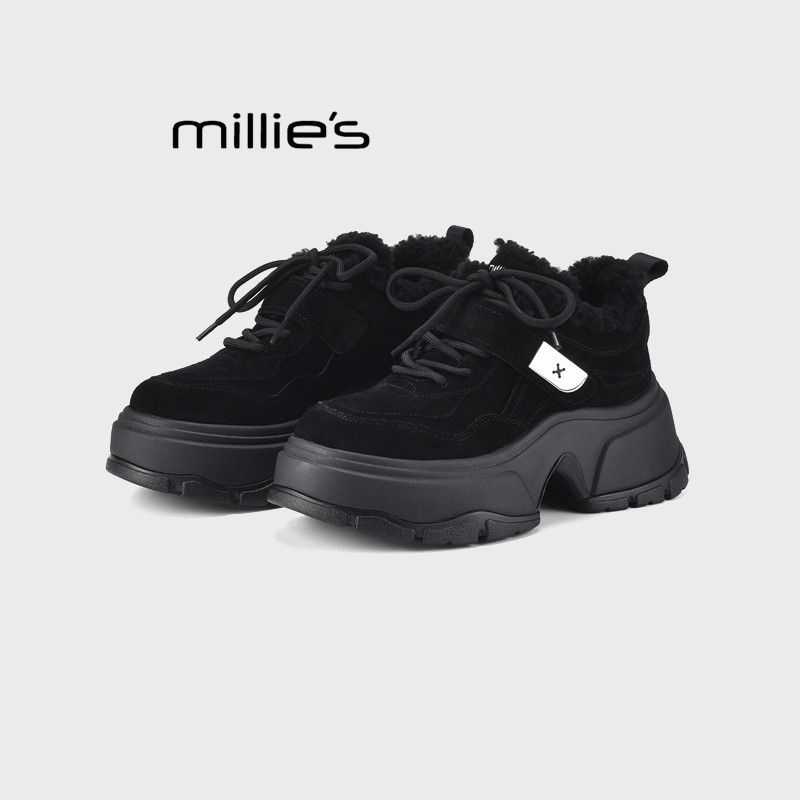 MILLIE'S/妙丽冬季新款时尚百搭休闲鞋女厚底百搭加绒保暖运动鞋Q,女鞋,老爹鞋,淘宝优惠券,粉丝福利购,淘宝优惠卷