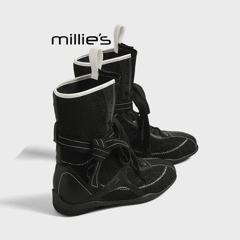 MILLIE'S/妙丽绒面中筒西部靴