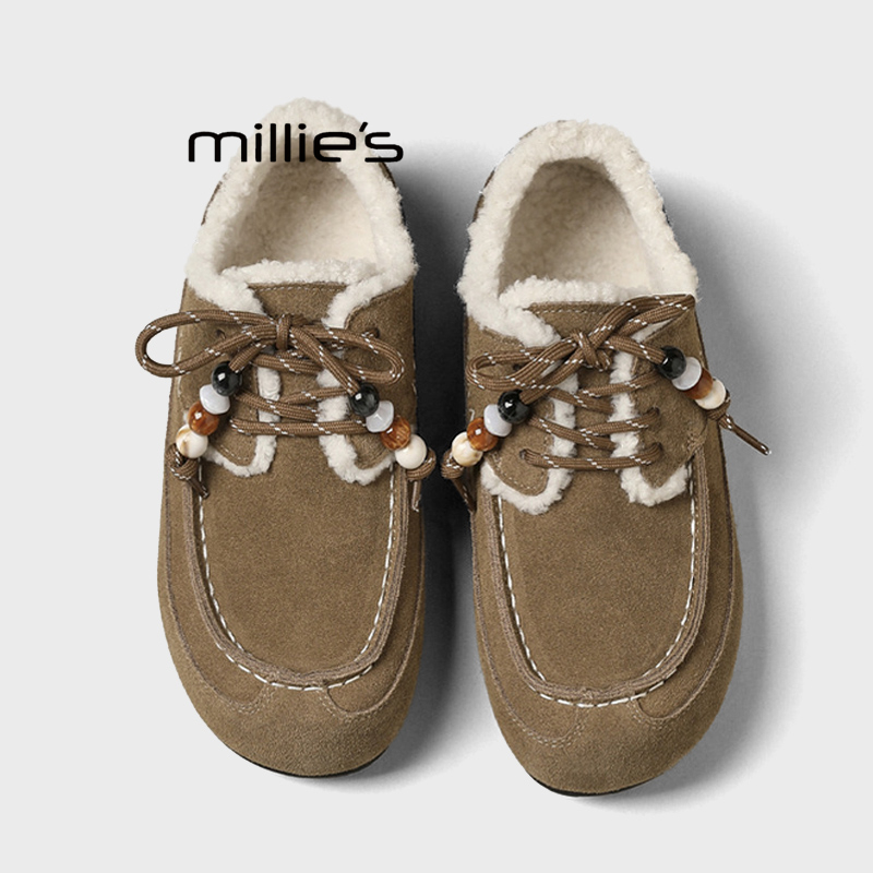 MILLIE'S/妙丽真皮厚底勃肯鞋女