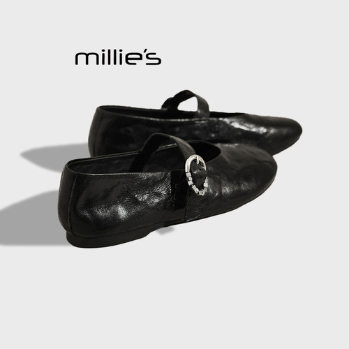 MILLIE'S/妙丽魔术贴低跟小皮鞋