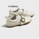 妙丽真皮休闲德训鞋 女2026春季 MILLIE 英伦复古魔术贴平底板鞋