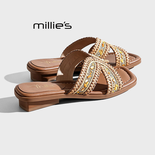 MILLIE'S/妙丽编织罗马沙滩凉拖